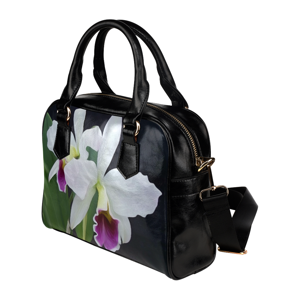 Gorgeous Purple and White Orchids Floral Shoulder Handbag (Model 1634)