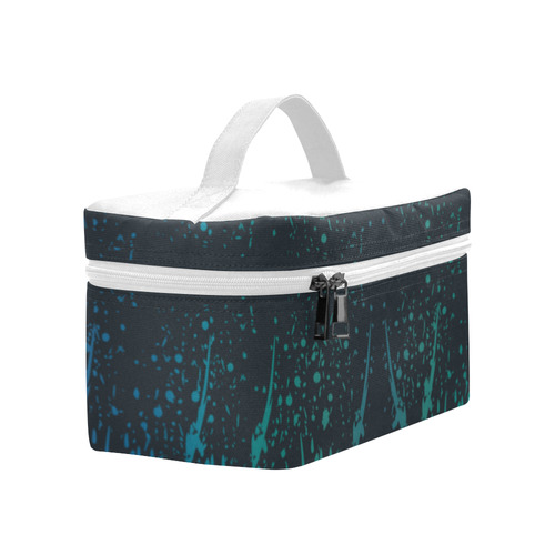 Blue and Green Paint Splatter Cosmetic Bag/Large (Model 1658)