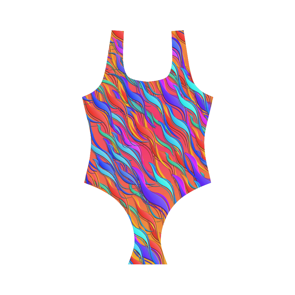 Drip Splatter Print by Juleez Vest One Piece Swimsuit (Model S04)