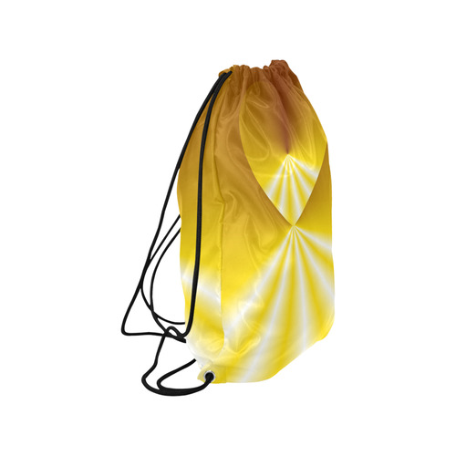 Yellow & White Sunrays Love Heart Small Drawstring Bag Model 1604 (Twin Sides) 11"(W) * 17.7"(H)
