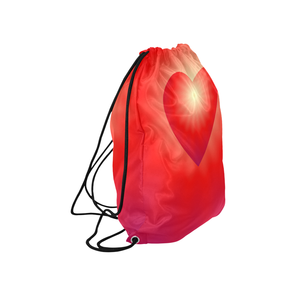 Red Sunburst Love Heart Large Drawstring Bag Model 1604 (Twin Sides)  16.5"(W) * 19.3"(H)