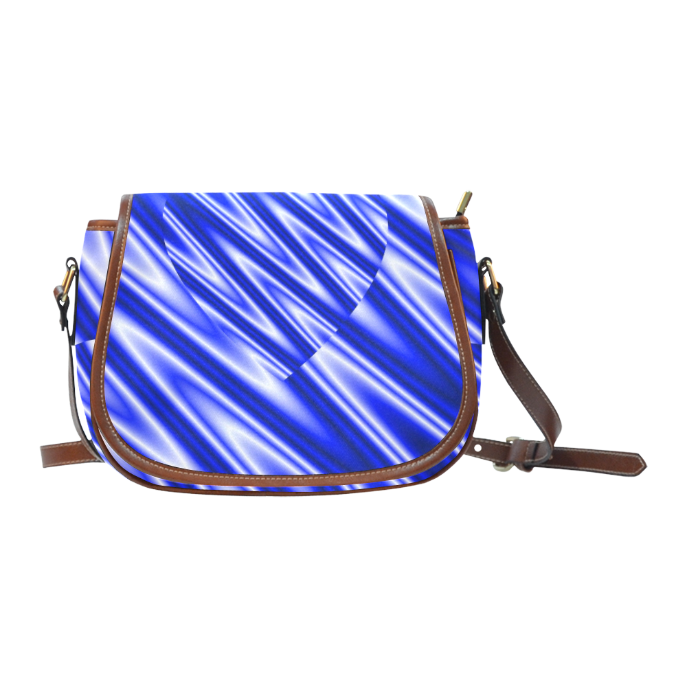 Blue Zig Zags Love Heart Saddle Bag/Small (Model 1649) Full Customization