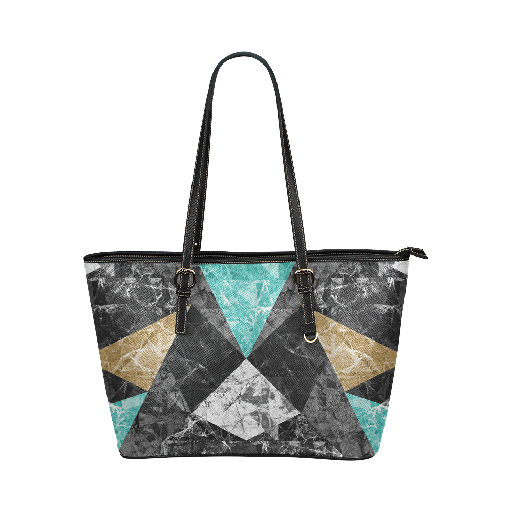 Marble Geometric Background G430 Leather Tote Bag/Small (Model 1651)