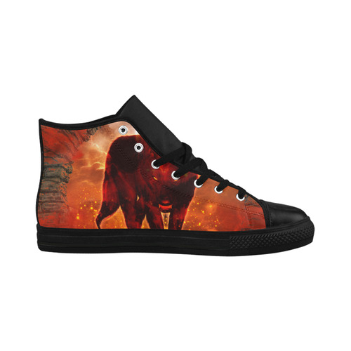 Awesome wolf in the night Aquila High Top Microfiber Leather Women's Shoes (Model 032)