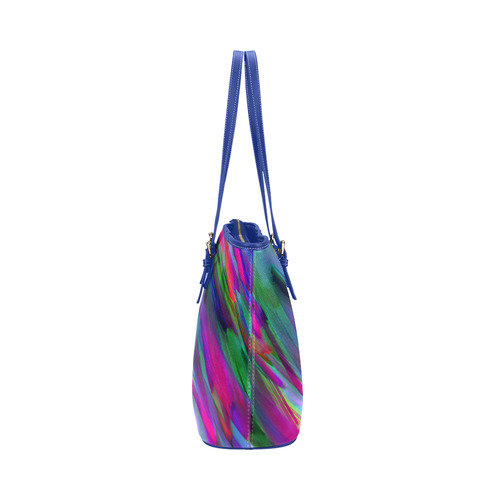 Colorful digital art splashing G400 Leather Tote Bag/Small (Model 1651)