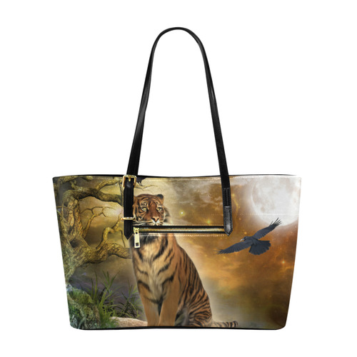 Awesome itger in the night Euramerican Tote Bag/Large (Model 1656)