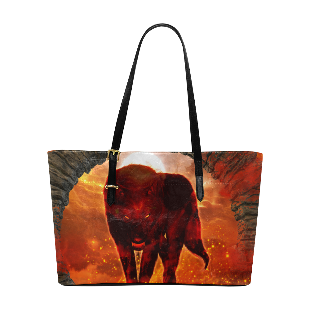 Awesome wolf in the night Euramerican Tote Bag/Large (Model 1656)