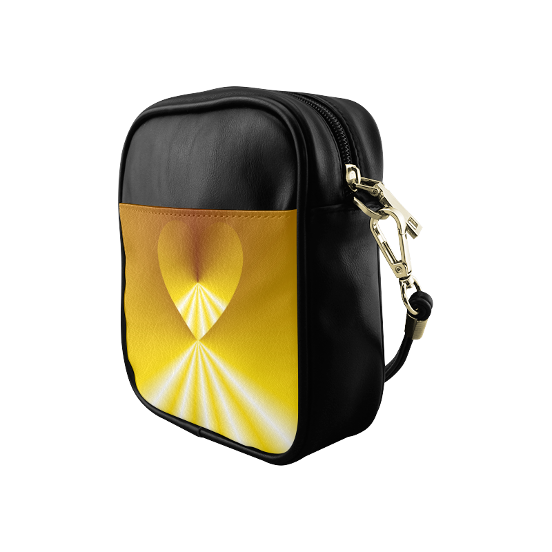 Yellow & White Sunrays Love Heart Sling Bag (Model 1627)