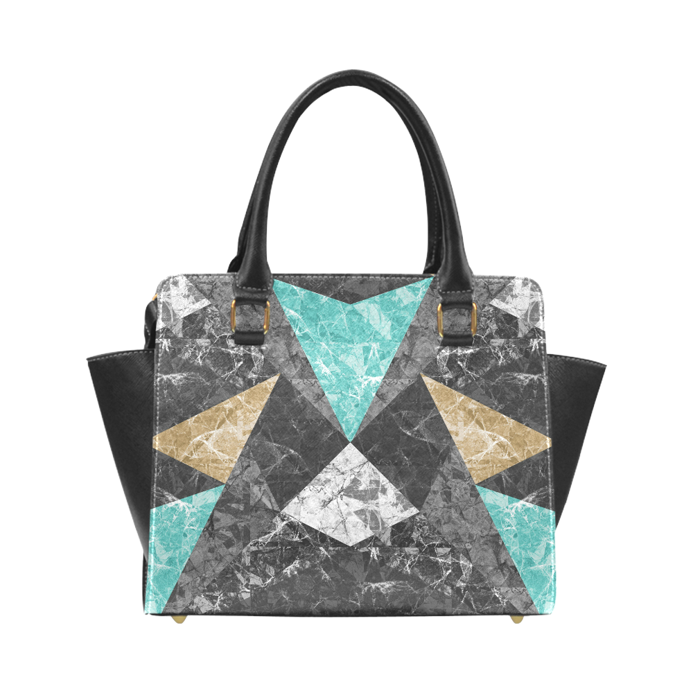 Marble Geometric Background G430 Rivet Shoulder Handbag (Model 1645)