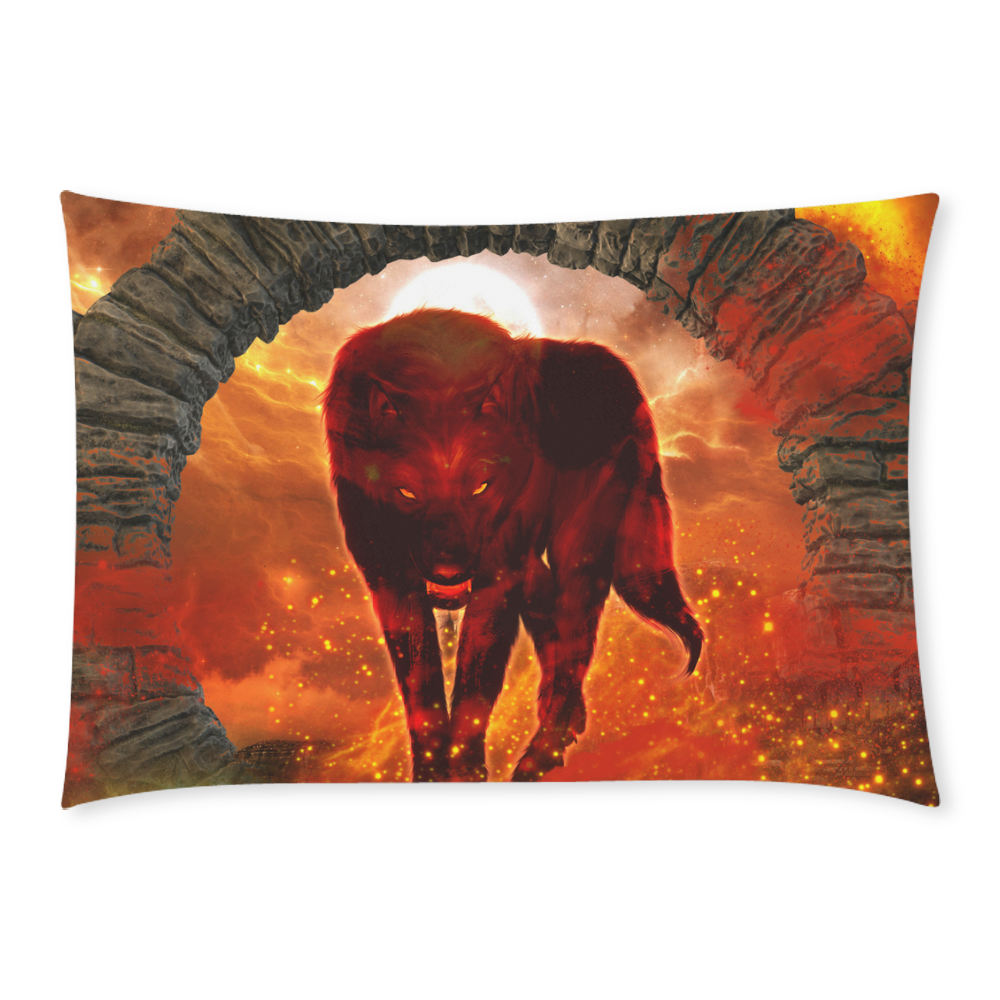 Awesome wolf in the night Custom Rectangle Pillow Case 20x30 (One Side)