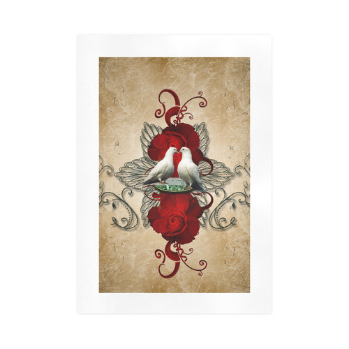 The couple dove with roses Art Print 16‘’x23‘’