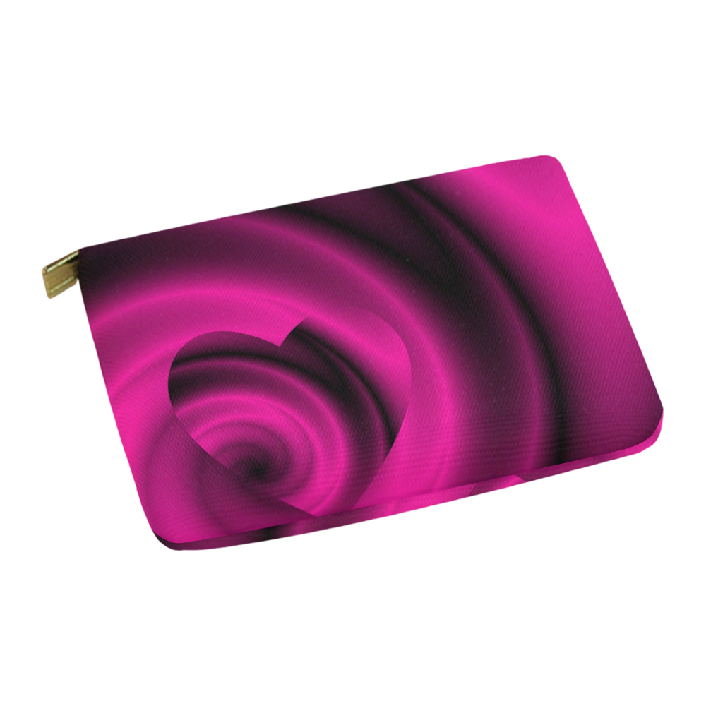 Fuchsia Pink & Purple Swirls Love Heart Carry-All Pouch 12.5''x8.5''