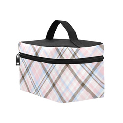 Pink Blue Grey Plaid Design Cosmetic Bag/Large (Model 1658)