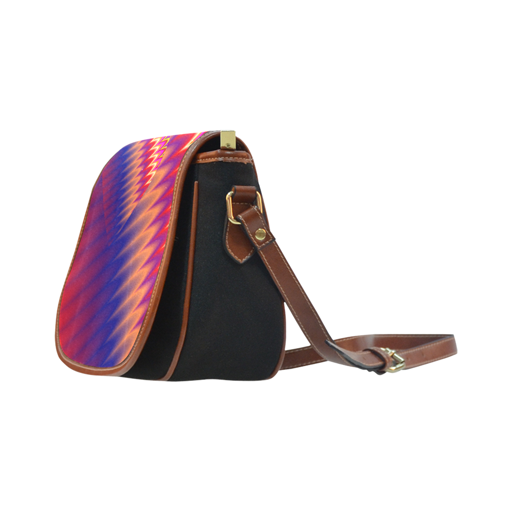 Red, Blue & Orange Summer Sunset Love Heart Saddle Bag/Small (Model 1649)(Flap Customization)
