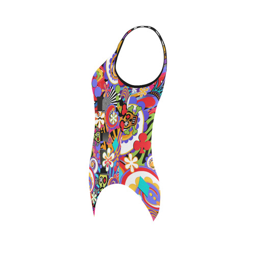 Sugar Skull Colorful Print Swimsuit by Juleez Vest One Piece Swimsuit (Model S04)