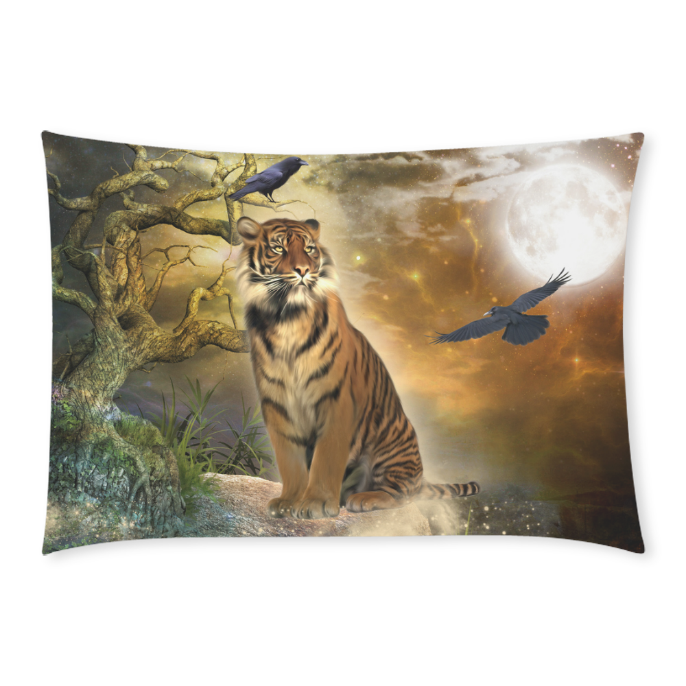 Awesome itger in the night Custom Rectangle Pillow Case 20x30 (One Side)