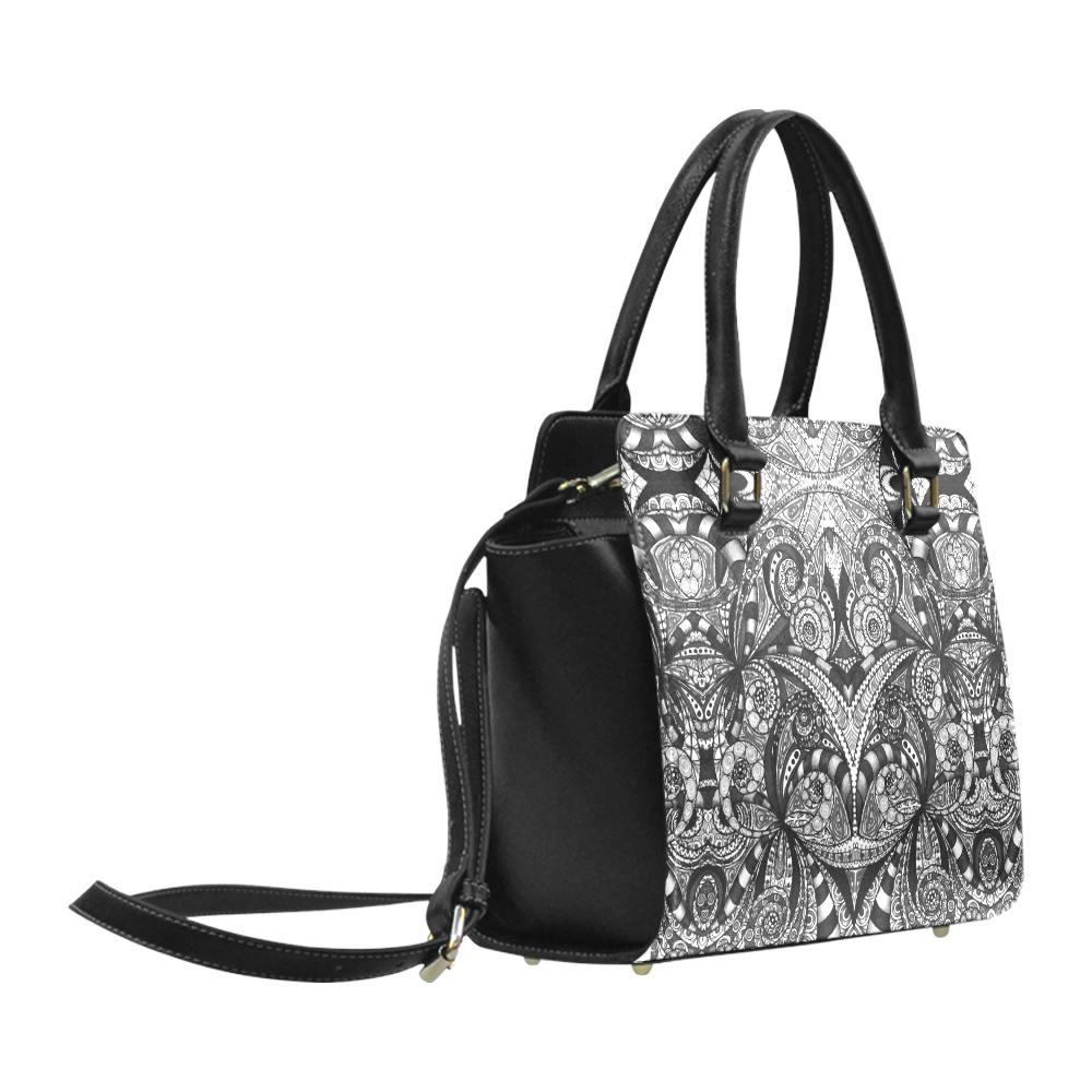 Drawing Floral Zentangle G6B Classic Shoulder Handbag (Model 1653)