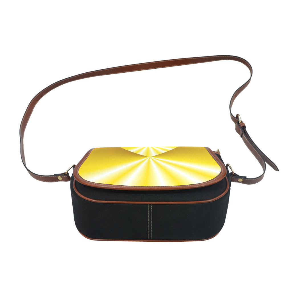 Yellow & White Sunrays Love Heart Saddle Bag/Small (Model 1649)(Flap Customization)
