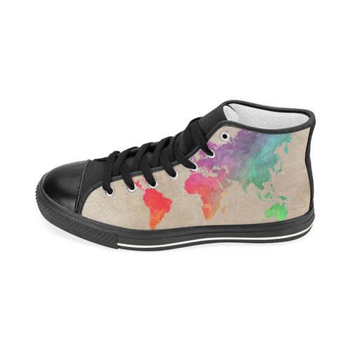 world map Men’s Classic High Top Canvas Shoes (Model 017)