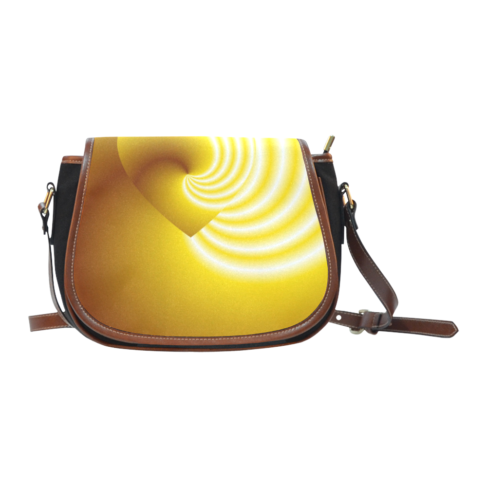 Yellow and White Swirls Love Heart Saddle Bag/Small (Model 1649)(Flap Customization)