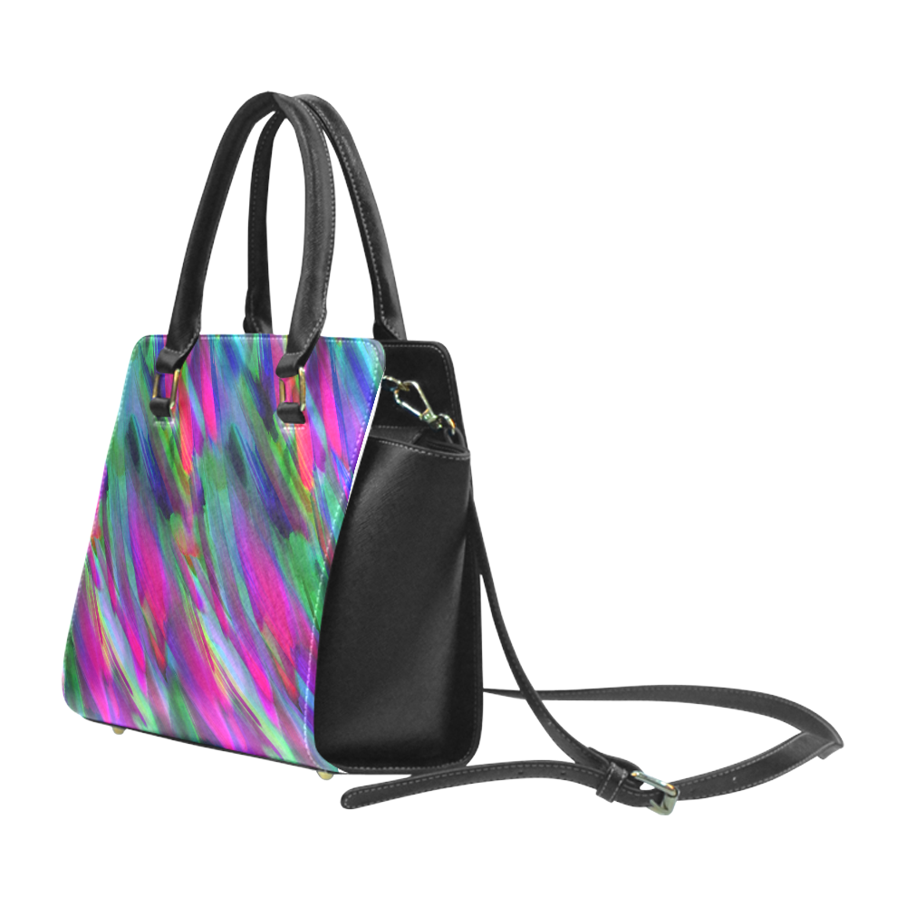 Colorful digital art splashing G400 Rivet Shoulder Handbag (Model 1645)