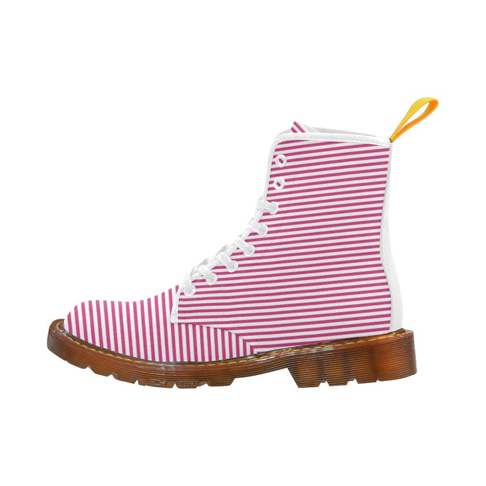 Pink Yarrow Stripes Martin Boots For Women Model 1203H