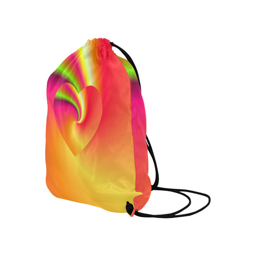 Rainbow Swirls Love Heart Large Drawstring Bag Model 1604 (Twin Sides)  16.5"(W) * 19.3"(H)