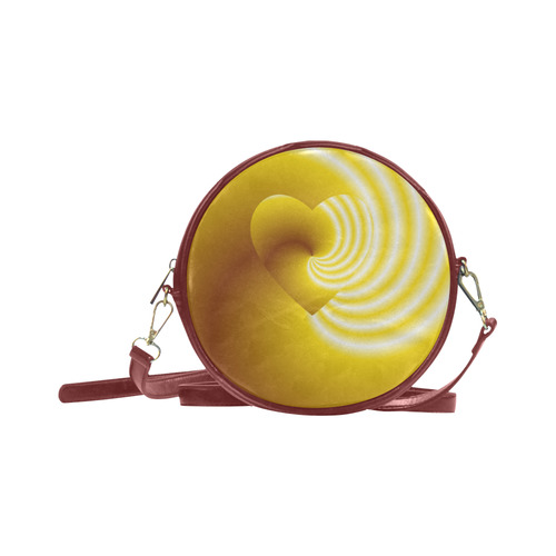 Yellow and White Swirls Love Heart Round Sling Bag (Model 1647)