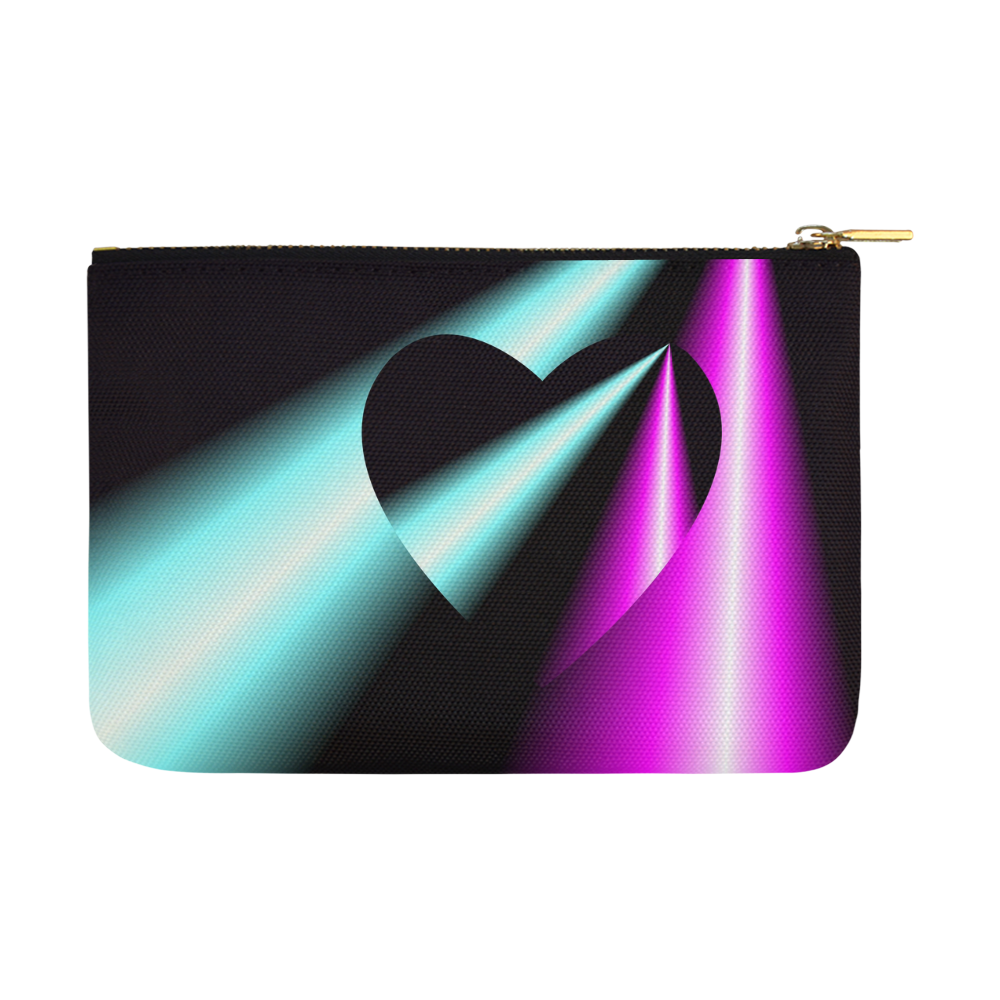 Pink & Turquoise Laser Beams Love Heart Carry-All Pouch 12.5''x8.5''