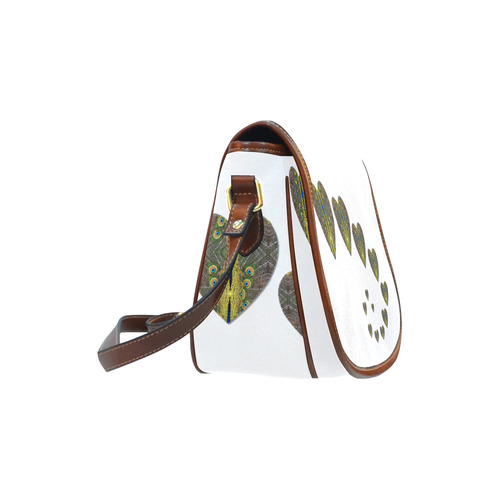 Peacock Feathers  Love Hearts Trail Saddle Bag/Large (Model 1649)