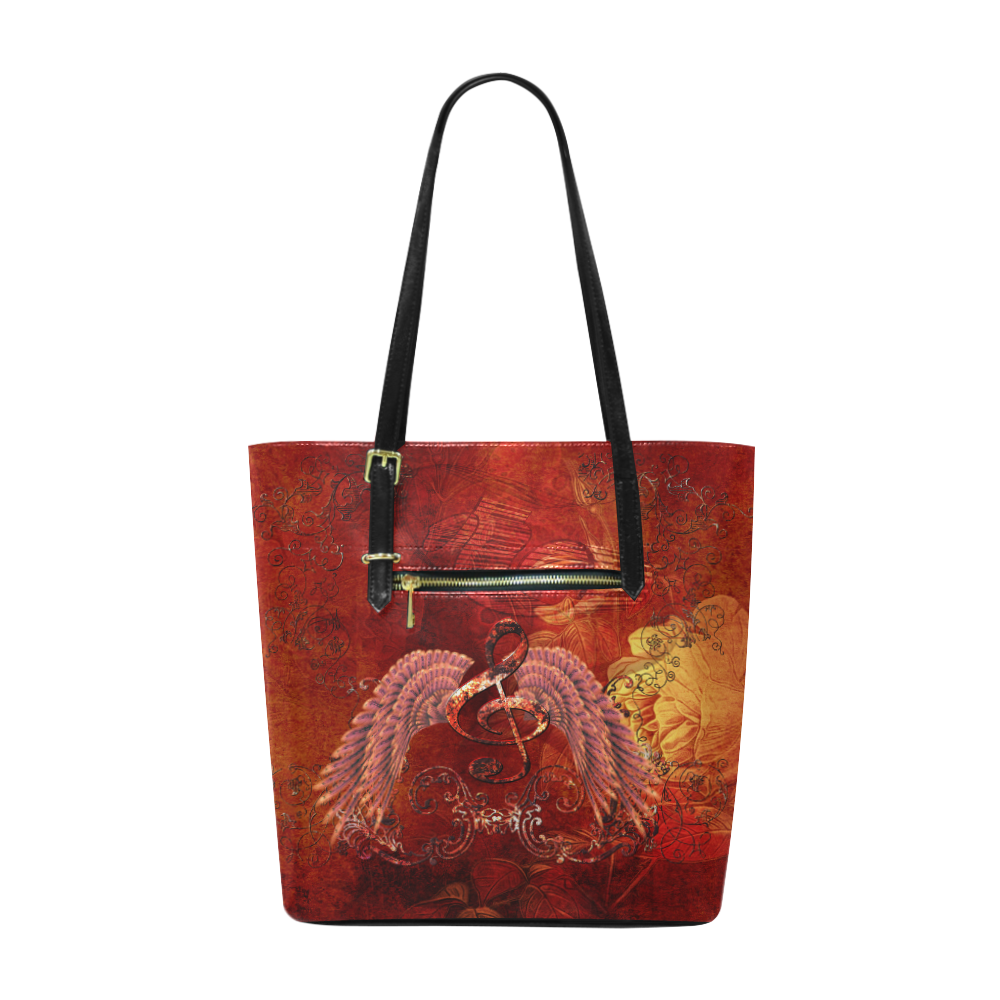 Music, clef and wings Euramerican Tote Bag/Small (Model 1655)