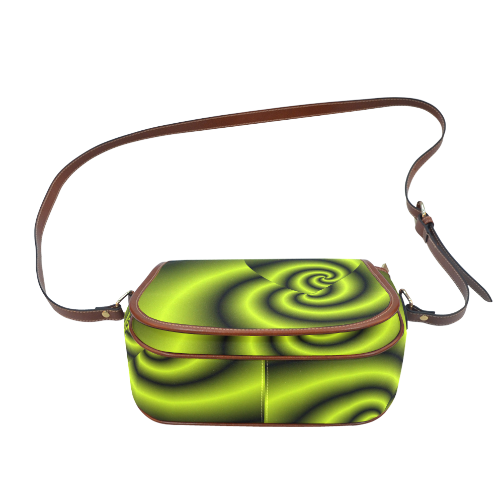Irish Green Swirls Love Heart Saddle Bag/Small (Model 1649) Full Customization
