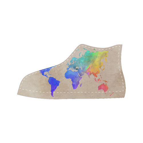 world map Men’s Classic High Top Canvas Shoes (Model 017)