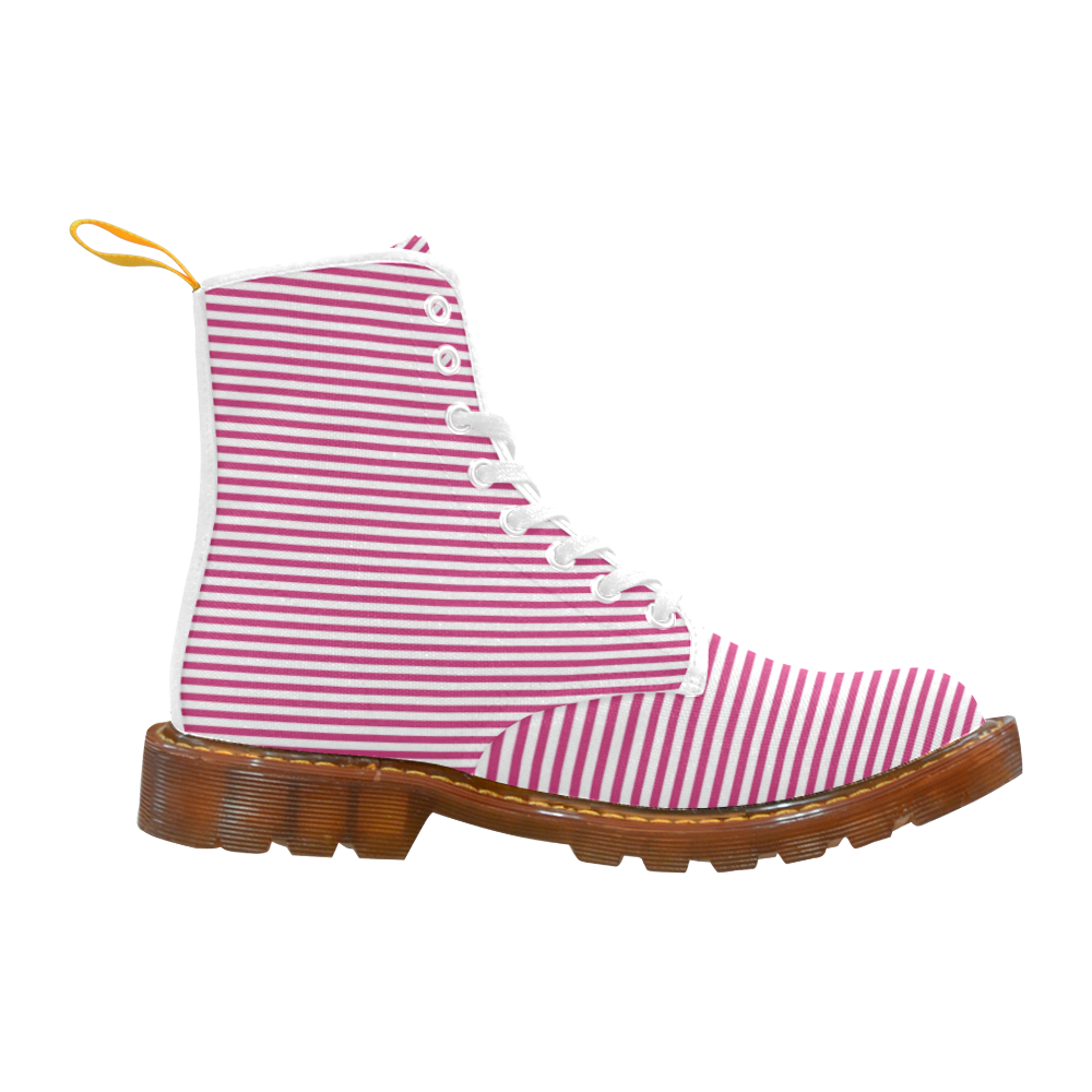 Pink Yarrow Stripes Martin Boots For Women Model 1203H