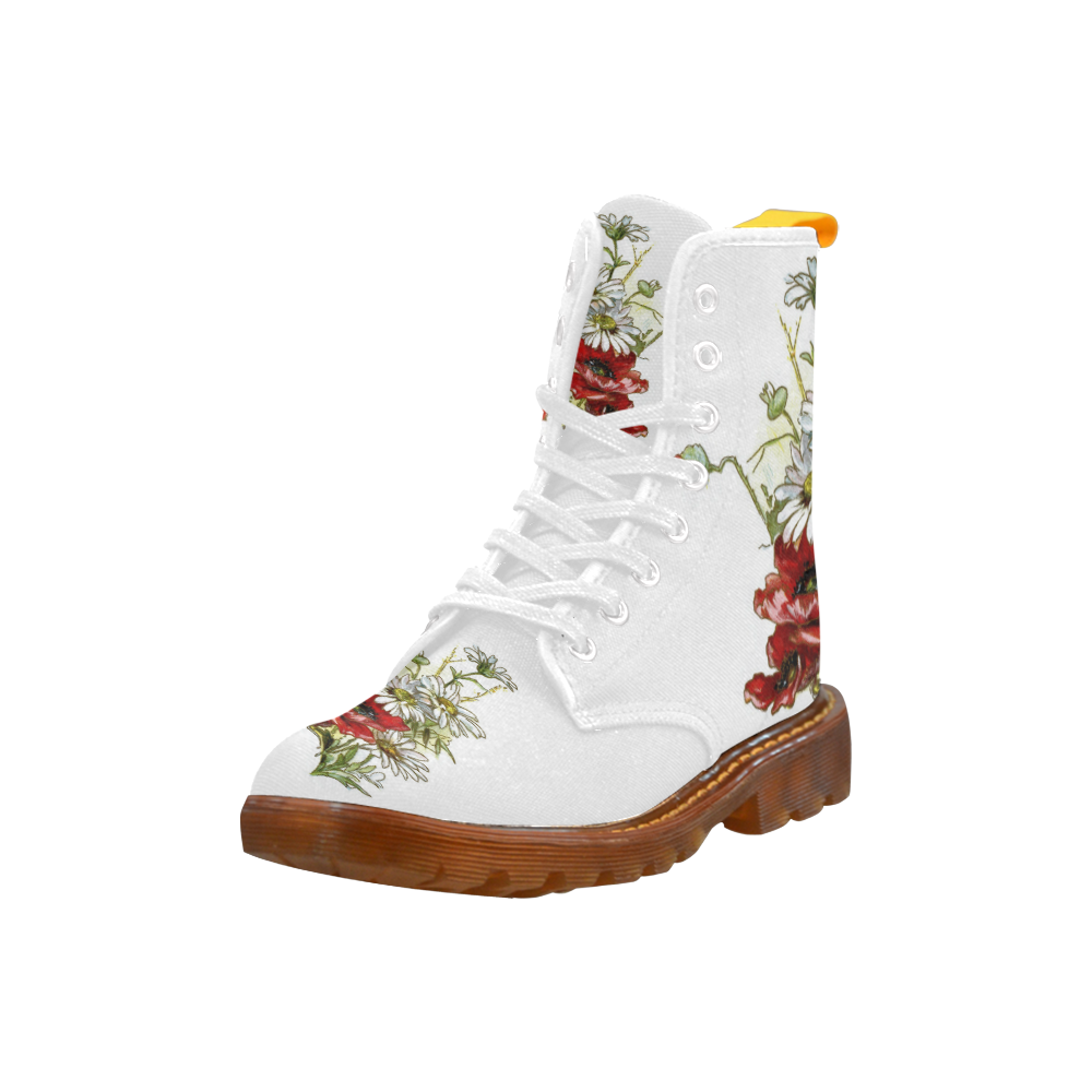 Vintage Floral Daisies Poppies I Martin Boots For Women Model 1203H