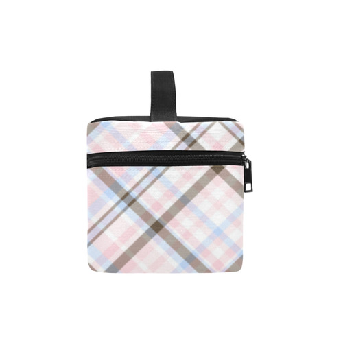 Pink Blue Grey Plaid Design Cosmetic Bag/Large (Model 1658)