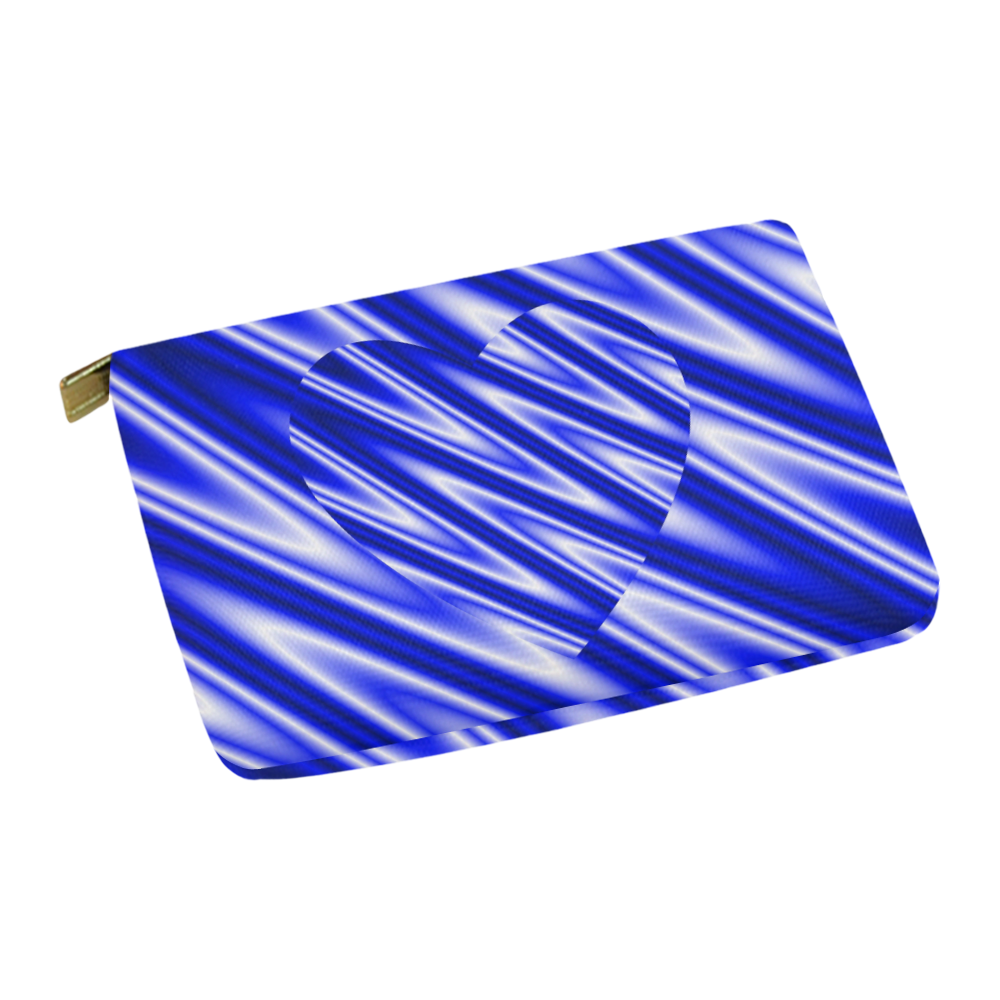 Blue Zig Zags Love Heart Carry-All Pouch 12.5''x8.5''