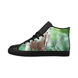 Horse in a fantasy world Aquila High Top Microfiber Leather Women's Shoes (Model 032)