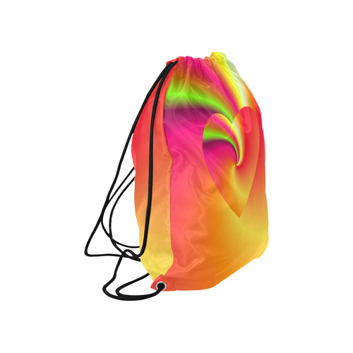 Rainbow Swirls Love Heart Large Drawstring Bag Model 1604 (Twin Sides)  16.5"(W) * 19.3"(H)