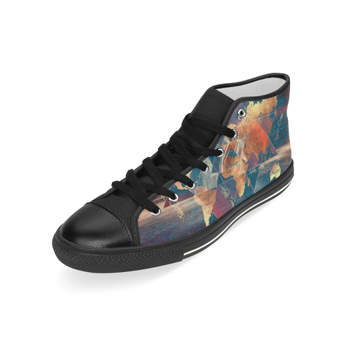 world map Men’s Classic High Top Canvas Shoes (Model 017)