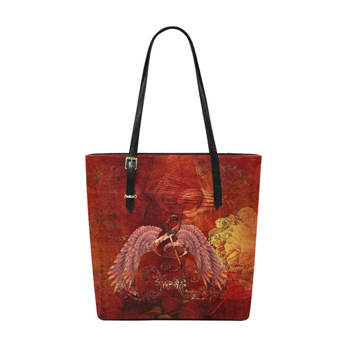 Music, clef and wings Euramerican Tote Bag/Small (Model 1655)