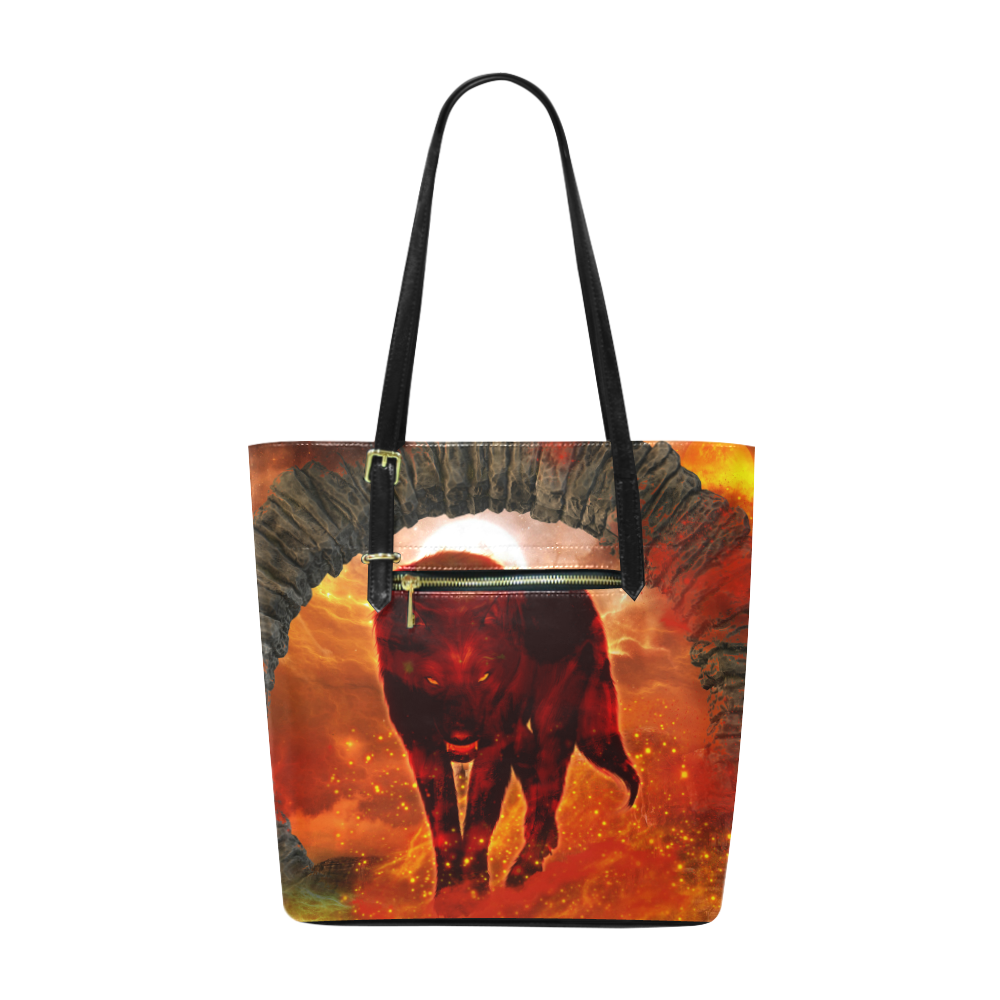 Awesome wolf in the night Euramerican Tote Bag/Small (Model 1655)