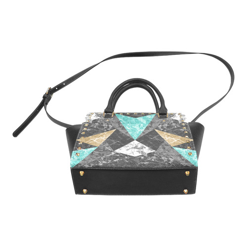 Marble Geometric Background G430 Rivet Shoulder Handbag (Model 1645)