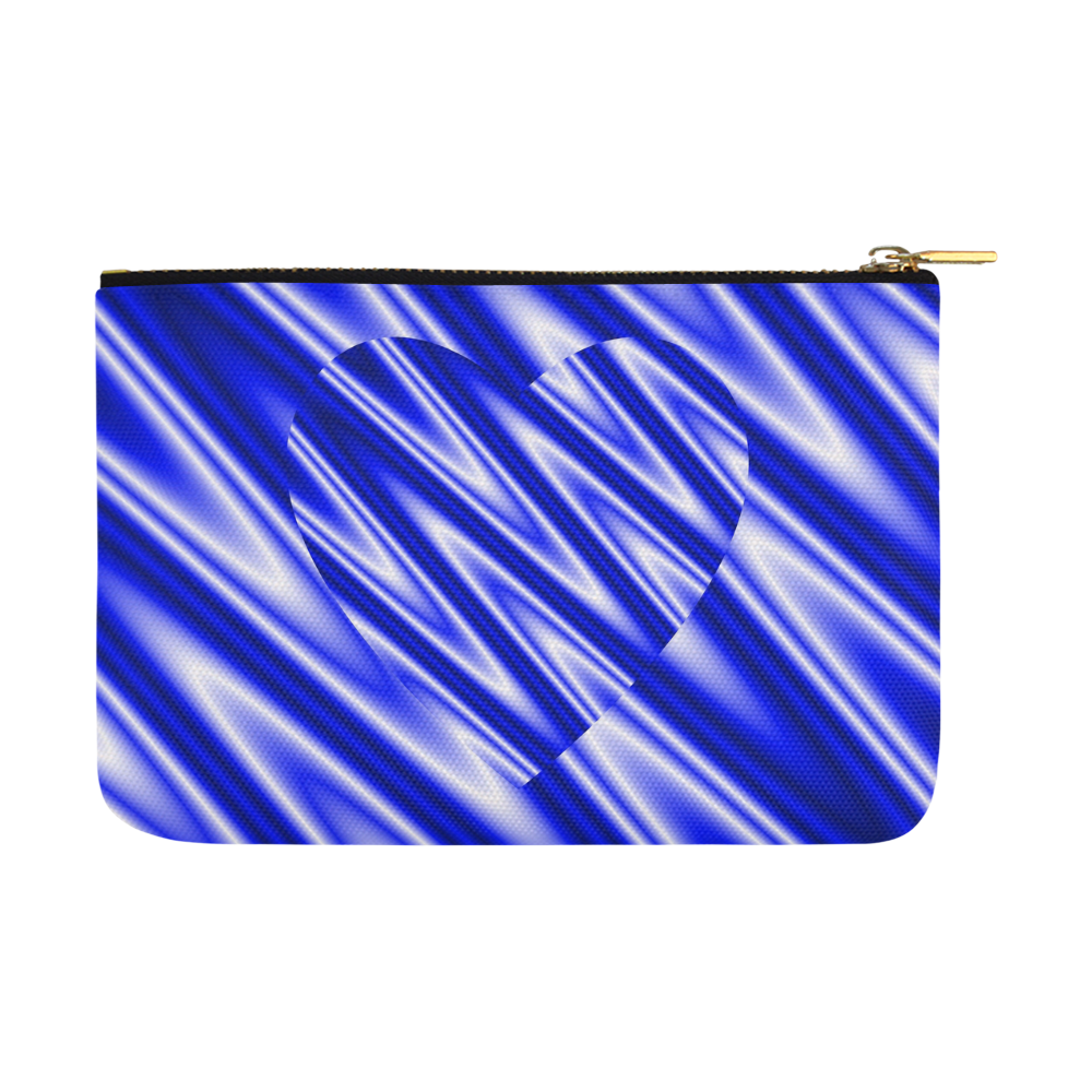 Blue Zig Zags Love Heart Carry-All Pouch 12.5''x8.5''