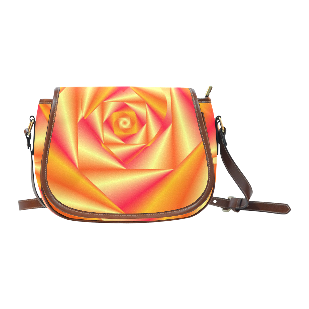 Peach Swirls Love Heart Saddle Bag/Large (Model 1649)