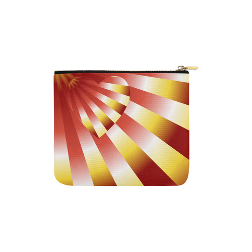 Orange, Red & Yellow Autumn Sunset Love Heart Carry-All Pouch 6''x5''