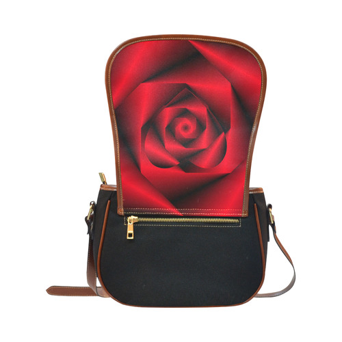 Black & Red Swirls Love Heart Saddle Bag/Small (Model 1649)(Flap Customization)