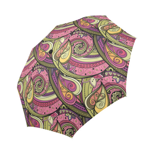 Pink Orange Green Vintage Floral Pattern Auto-Foldable Umbrella (Model U04)
