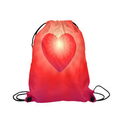 Red Sunburst Love Heart Large Drawstring Bag Model 1604 (Twin Sides)  16.5"(W) * 19.3"(H)