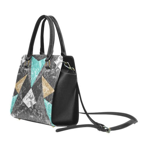 Marble Geometric Background G430 Rivet Shoulder Handbag (Model 1645)